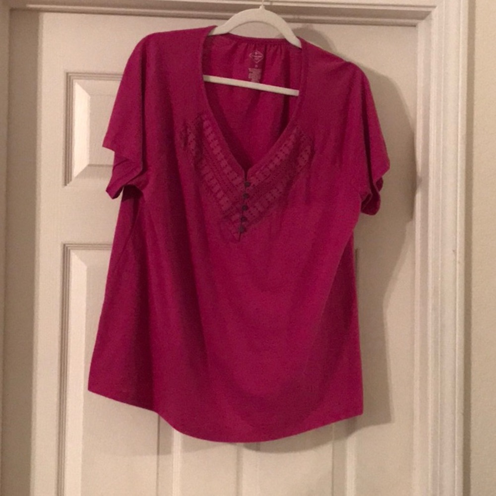 St. John's Bay Fuchsia V-Neck Blouse